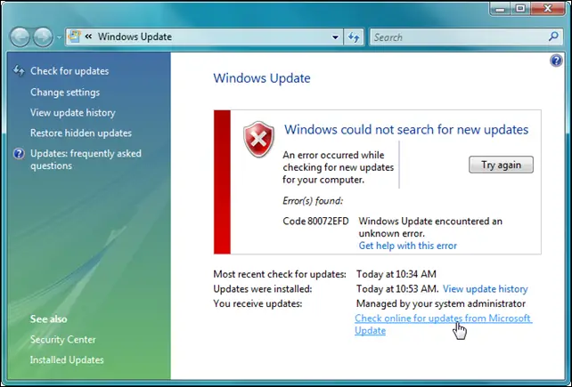 windows 7 error code 80072efd