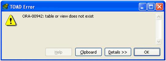 view or table does not exist