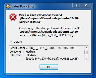 error virtualbox failed open cd techyv