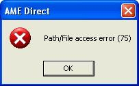 AME Direct Path/File access error (75)