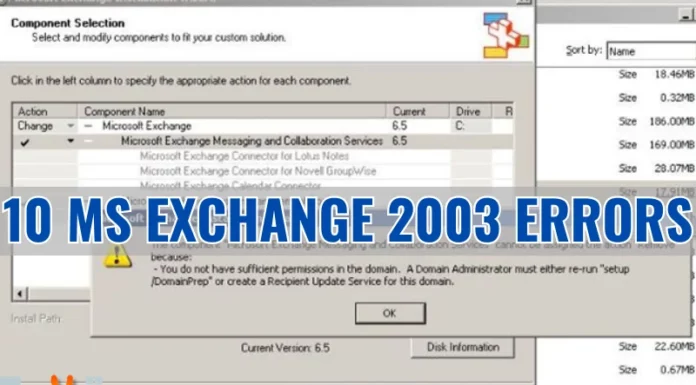 10 MS Exchange 2003 Errors