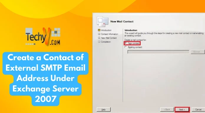 Create a Contact of External SMTP Email Address Under Exchange Server 2007