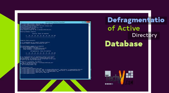 Defragmentation of Active Directory Database