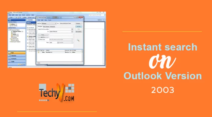 Instant search on Outlook Version 2003