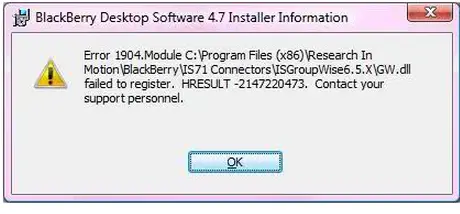 BlackBerry Desktop Software 4.7 Installer Information