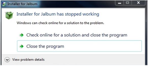 Installer for Jalbum has stopped working