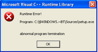 errore di runtime anormale terminazione del programma iexplore exe