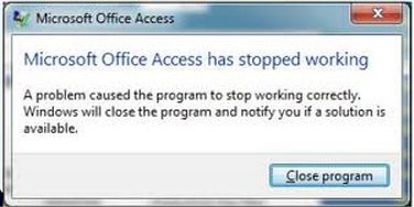 Microsoft Office Access has stopped working