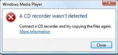 cd recorder was't detected