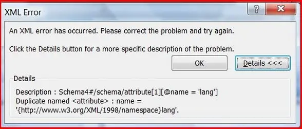 XML error has occurred