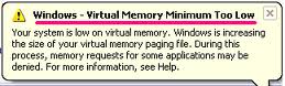 windows virtual memory minimum too low