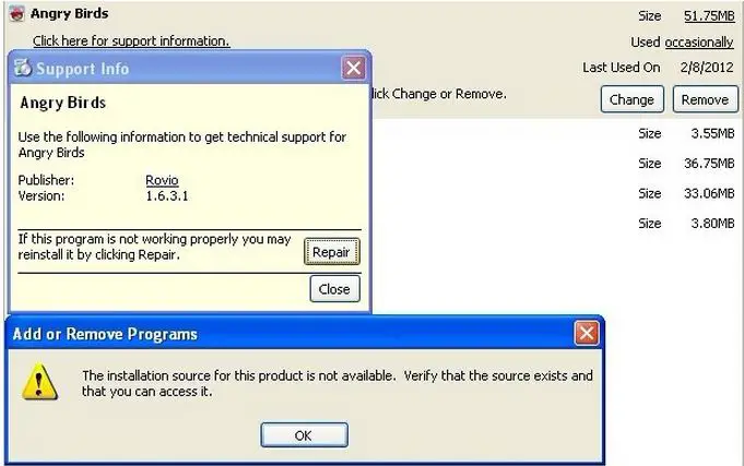 The installation source for this product is not available. Verify that the source exist and that you can access it.