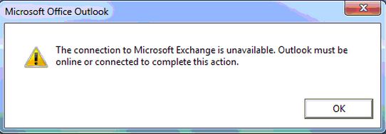 The connection to Microsoft Exchange is unavailable