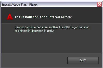 Cannot continue because another Flash Player installer 