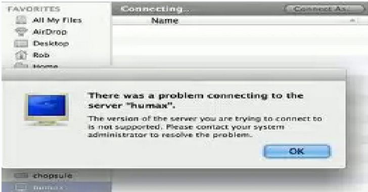 Humax using network in OSX error