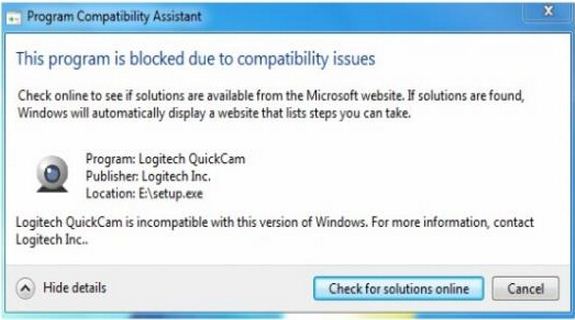 Logitech C300 Webcam-program compatibility assistant window console