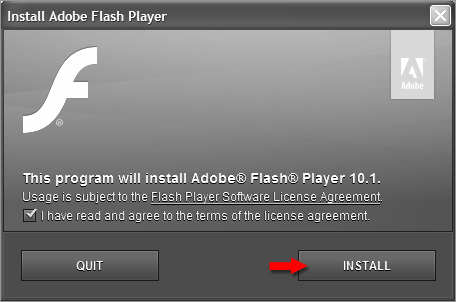 install adobe flash player window console