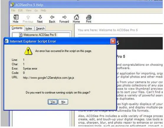 ACDSeePro 5-internet explorer script error