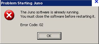 Problem Starting Juno Error Code 02