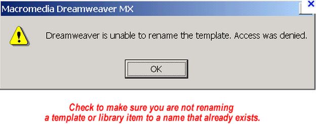 Macromedia Dreamweaver MX-Access was denied