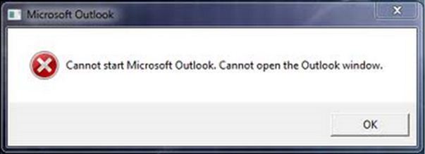Cannot start Microsoft Outlook. Cannot open the Outlook window.
