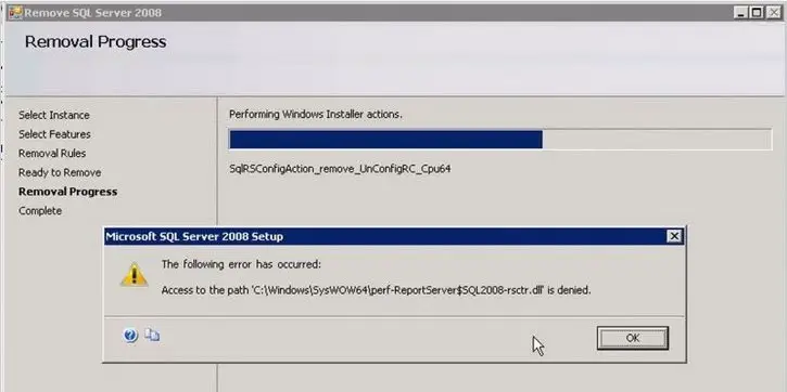 windowssysWOW64perf-ReportServer$SQL2008-rsctr.dll is denied