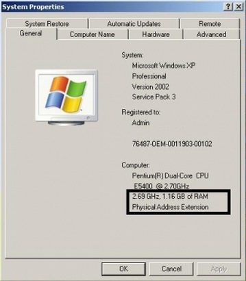 A New 512-MB RAM appearing as 16 MB RAM