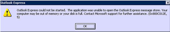 outlook express error 0x800c012E,5