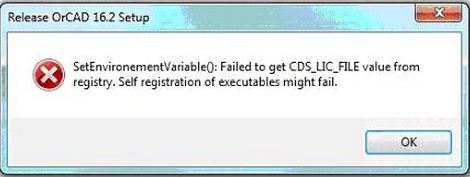 Release OrCAD 16.2 Setup error