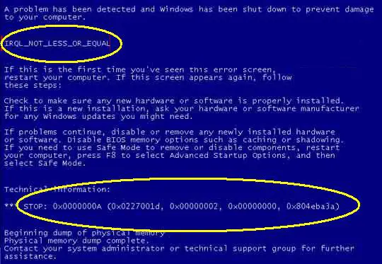 A blue screen of death or BSOD in short