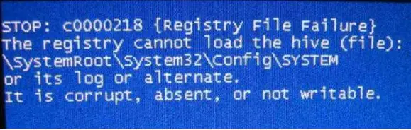 blue present screen registry file failure hive