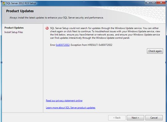 SQL Server 2012 RC0 Setup-product updates