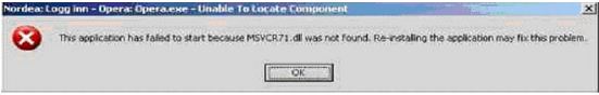 This application has failed to start because MSVCR71.dll was not found. Re-installing the application may fix this problem