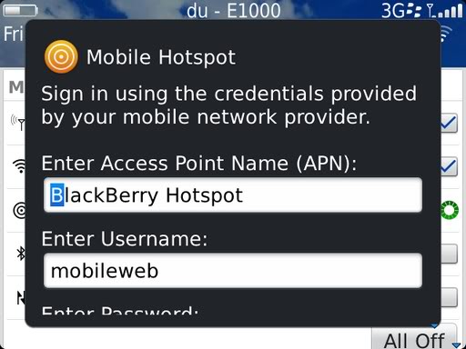 Blackberry hotspot