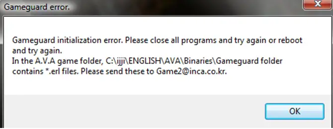 Gameguard initialization error