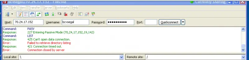 filezilla logs own ip