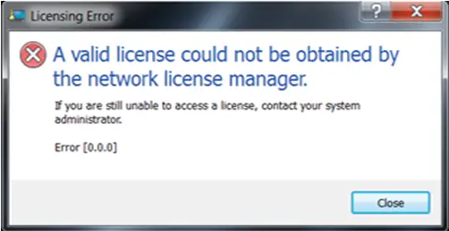 unable to access a license,