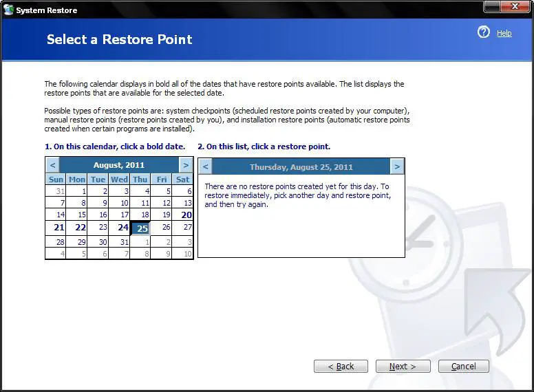 system restore-restore point