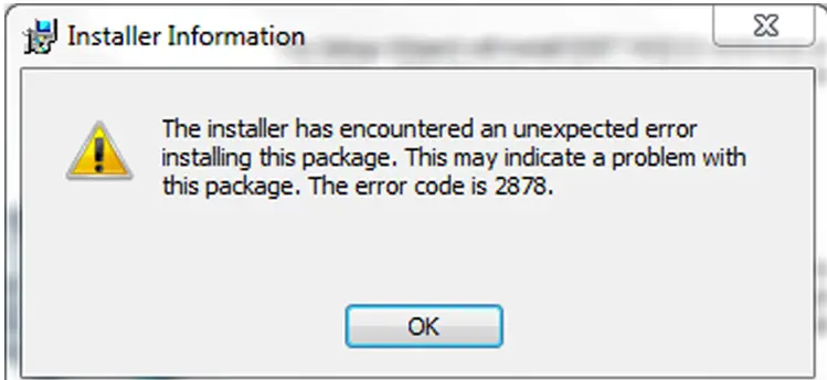 Problem description: ESET Error 2878