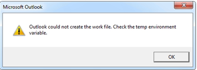 The "Could not create the work file error" in action.