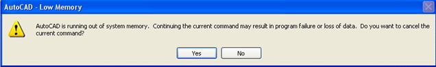 Continuing the current command may result in program failure or loss data