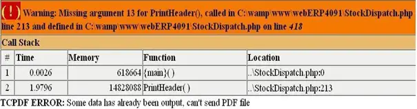 Missing argument 13 for Printheader