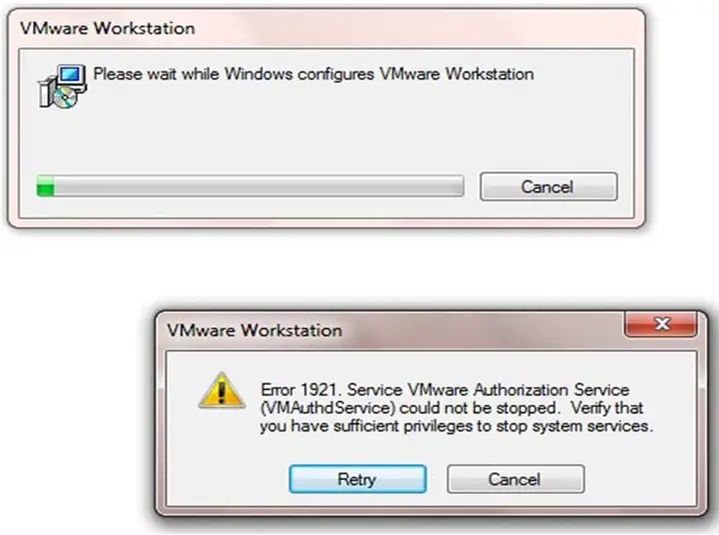 Vmware workstation error