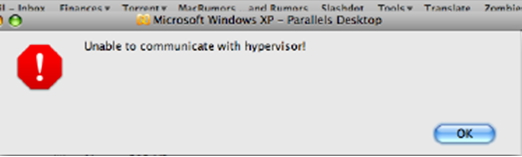 Unable to communicate with hypervisor!