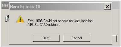 Error 1606. Could not access network location %PUBLIC%Desktop