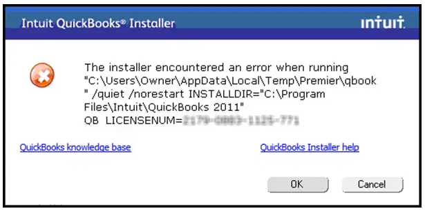 The installer encountered an error when running