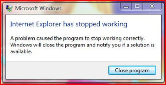 internet explorer 9 error-A problem caused the program to stop working correctly