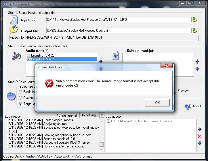 Virtual Dub error