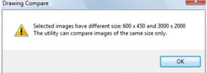 The utility can compare images of the same size only