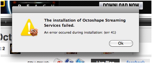 An error occurred during installation: (err 41)